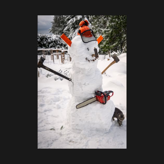 Great Canadian Snowman with chainsaw by naturediver