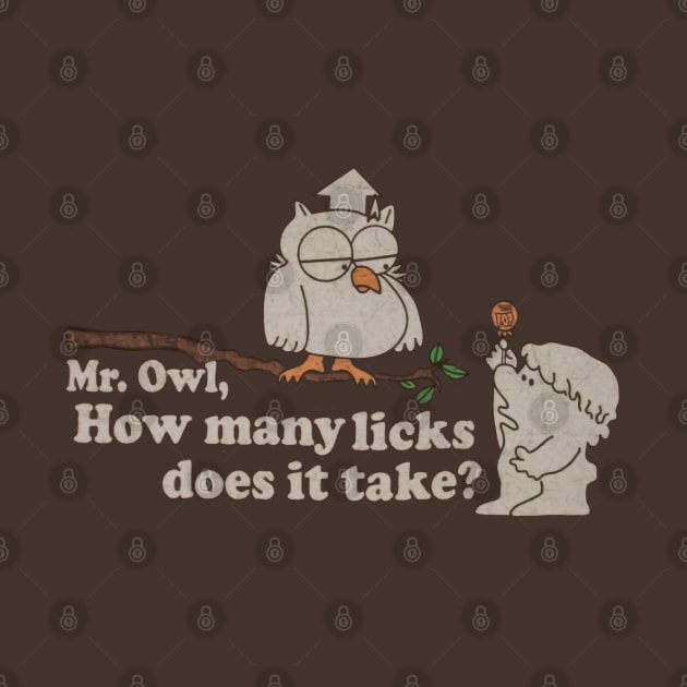 Mr Owl - How many Licks ? Distressed, Vintage style by offsetvinylfilm