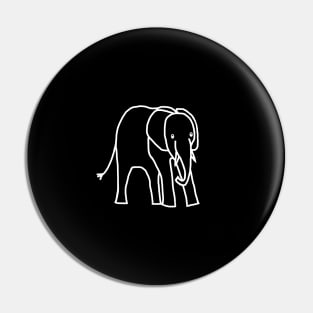 Minimal White Line Little Elephant Pin