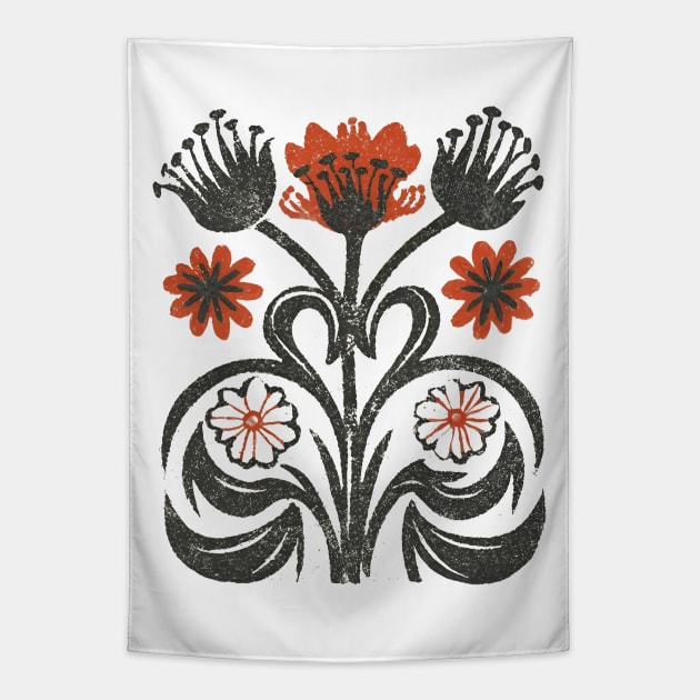 Wildflowers Scandinavian Folk Art Tapestry by craftydesigns