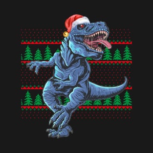 Dinosaur Ugly Christmas Sweater T-Shirt