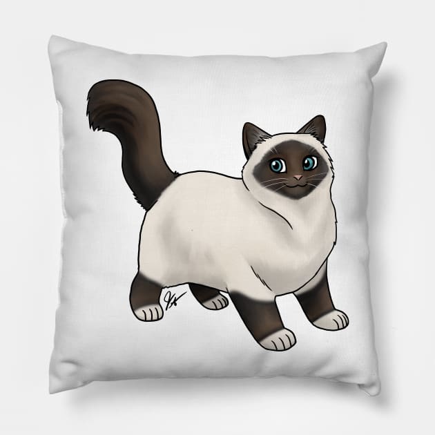 Cat - Birman - Seal Point Pillow by Jen's Dogs Custom Gifts and Designs