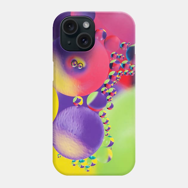 Colorful close up of oil drops in water Phone Case by philippemx