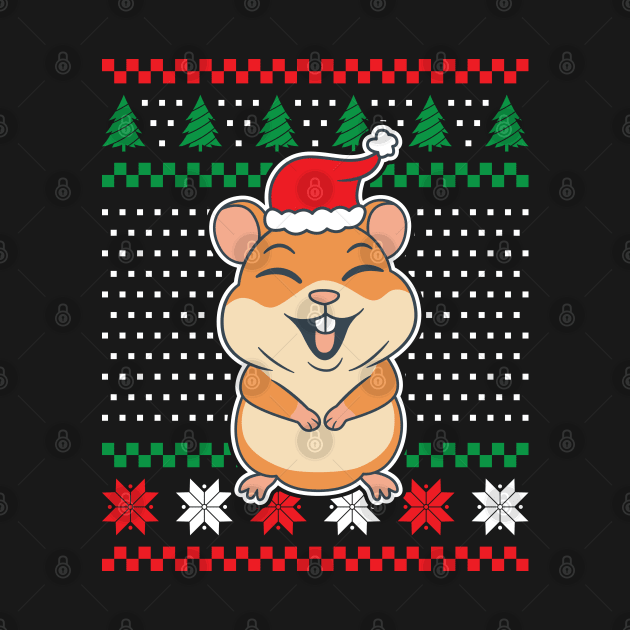 Ugly Christmas Sweaters Hamster Laughing by JS Arts