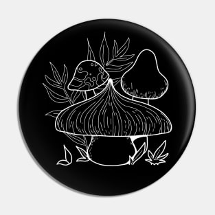 Mushroom Sprouts In Nature Line Art Design Pin