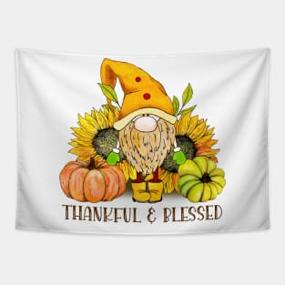 Thankful and Blessed Autumn Gnome Tapestry