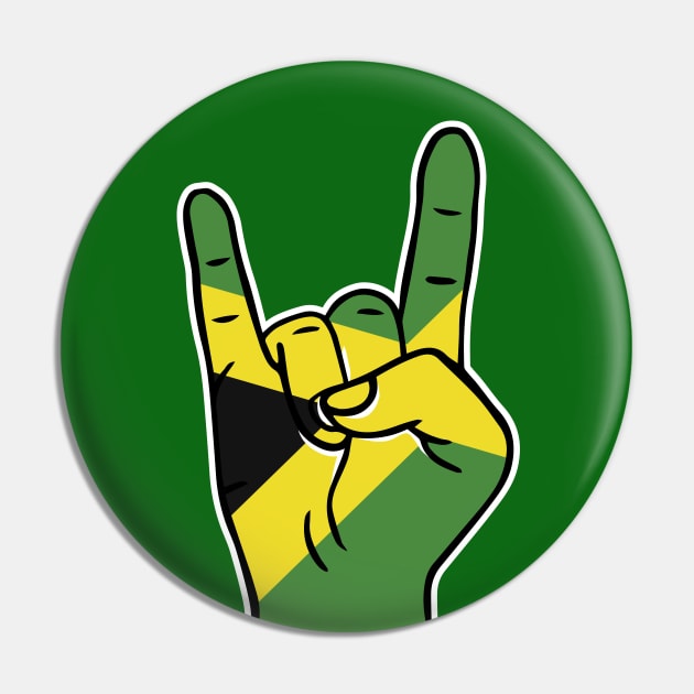 Rock On Jamaica // Jamaican Flag Rock Hand Pin by Now Boarding