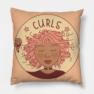 Girl with curls Pillow