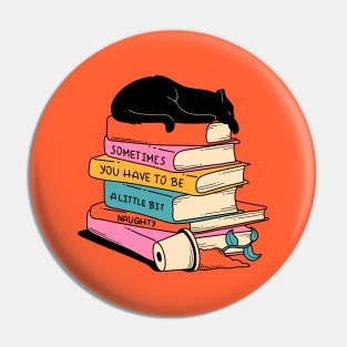 Books and Plant Black Cat in orange Pin