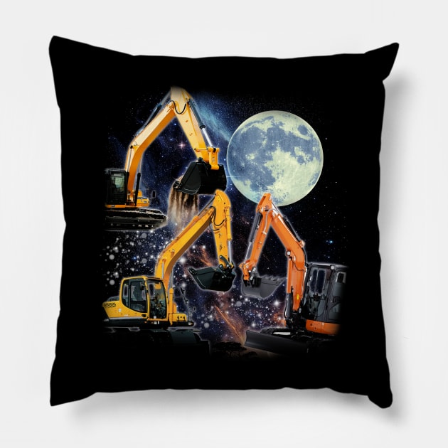 Digging Deeper Excavator Love, Tee Triumph for Construction Enthusiasts Pillow by Gamma-Mage