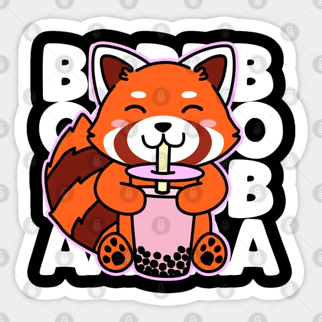 Kawaii Boba Cute Anime Red Panda Kawaii Bubble Tea Drink - Red ...