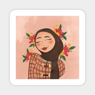 Flower girl in brown hijab Magnet