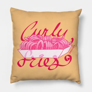 Curly Fries Words in PINK Pillow