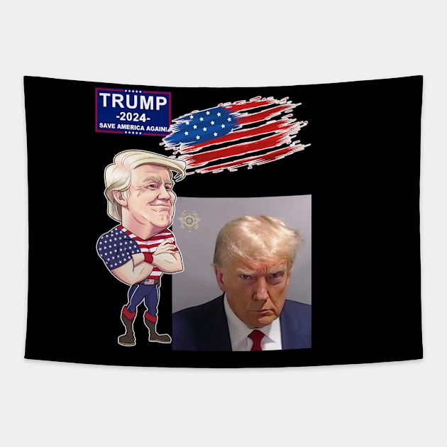 Trump 2024 Mug Shot Tapestry by WithCharity