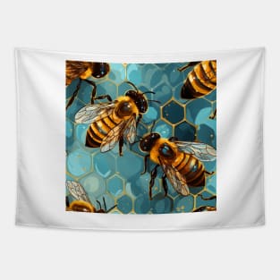 Honeycomb and Bee Pattern 11 Tapestry