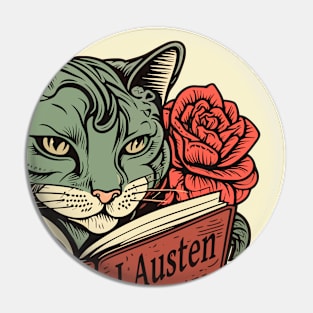 Cat and Book Retro 15 Pin