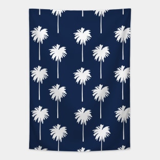 Tropical Palm Tree Dark Blue Tapestry