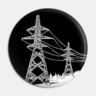 Pylons Linocut in Black and White Pin