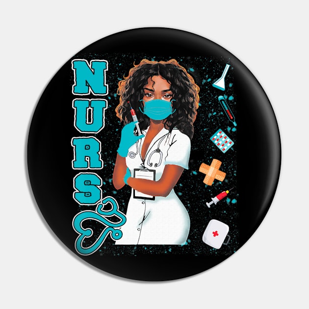 Black Nurse Uniform Face Mask Afro African Black History Pin by marchizano