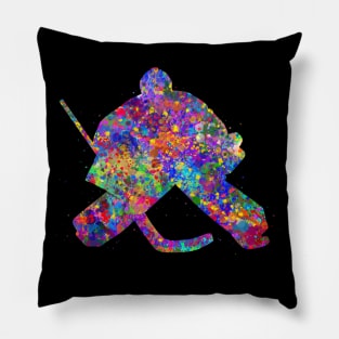 Ice hockey goalie watercolor art Pillow