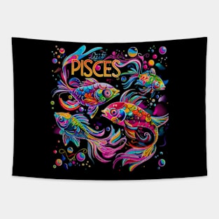 Pisces Colorful Artsy Ocean Fish Zodiac Sign Astrology Sea Tapestry