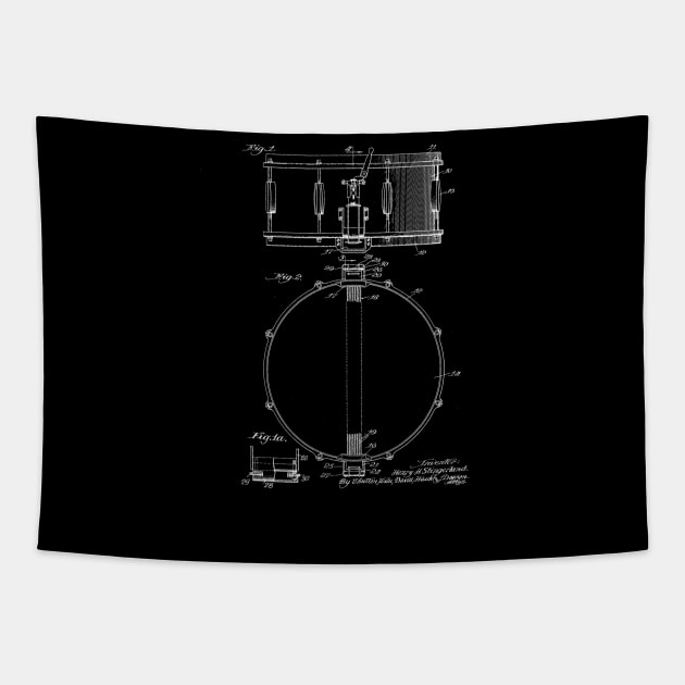 Snare Drum Vintage Patent Drawing Tapestry by TheYoungDesigns