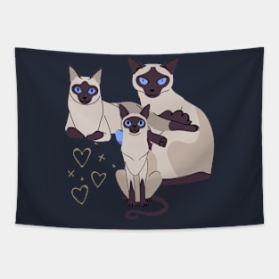 Three Cats Three Moods lovers Tapestry