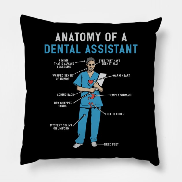 Anatomy of Dental Assistant T-Shirt and Gifts - Funny Dental Assistant Gift Pillow by Shirtbubble