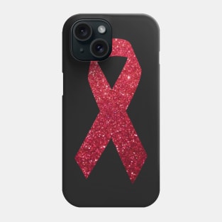 Red Faux Glitter Awareness Ribbon Phone Case