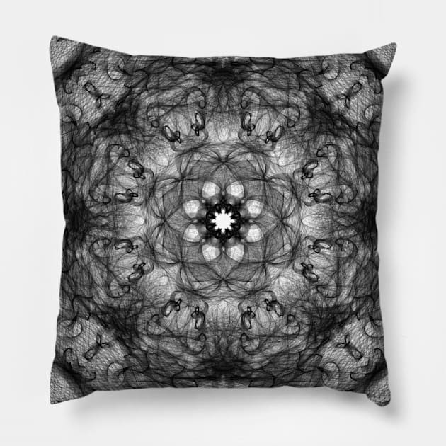 black and white flower pattern one Pillow by ForehandART