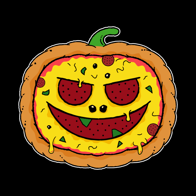 Pizza Halloween - Funny Pumpkin Pizza Face by propellerhead