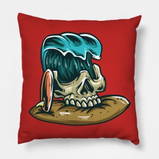 Skull Waves Surf Pillow