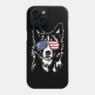 Funny Proud Border Collie American Flag sunglasses Phone Case