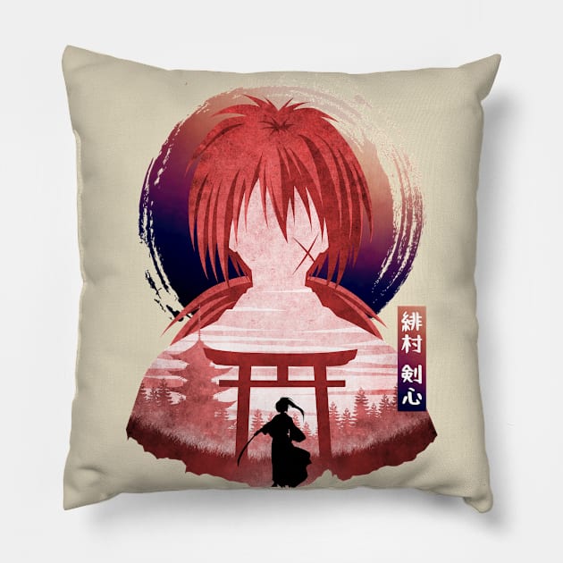 Minimalist Silhouette Kenshin Pillow by saufahaqqi