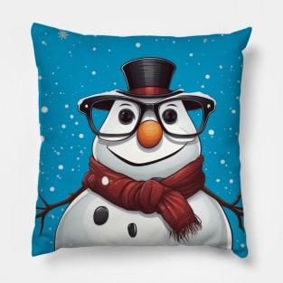 Cute Frosty with glasses Pillow