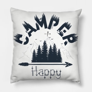 Happy Camper Mountain Wilderness Trail Design Pillow