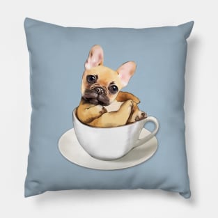 French bulldog donuts and coffee cup Pillow