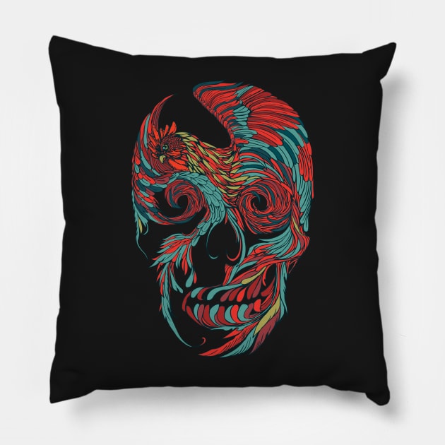 Rooster Skull Pillow by huebucket