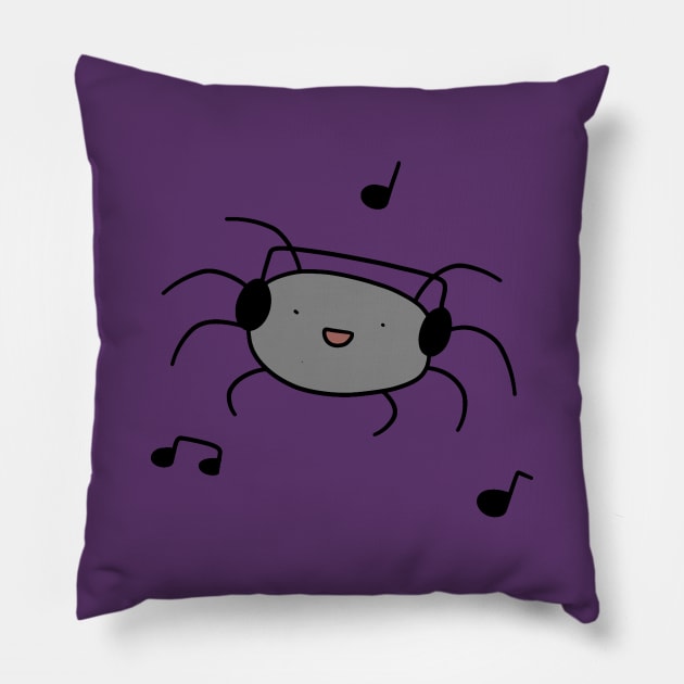 Headphones Spider Pillow by saradaboru