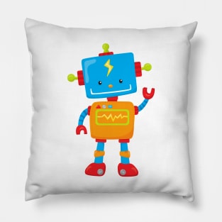 Cute Robot, Colorful Robot, Funny Robot, Robotics Pillow