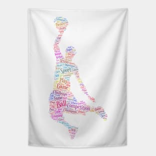 Basket Ball Player Silhouette Shape Text Word Cloud Tapestry