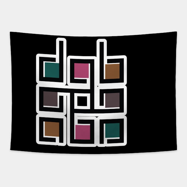 Square decorative color corporate identity sticker design element. QR code and digital tech logo sticker concept. Tapestry by AlviStudio