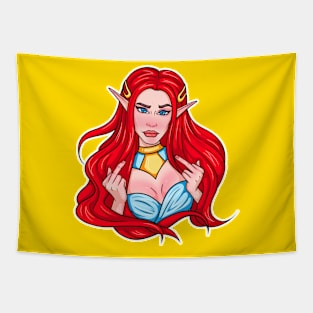 Elf Girl Middle Finger Sign Tapestry