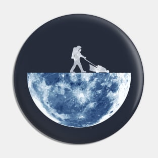 Astronaut Lawnmowing Moon Pin