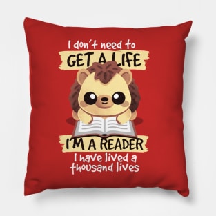 reader hedgehog Pillow