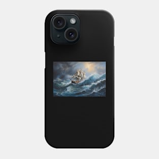 Ship Sailing Through The Deep Blue Sea Storm Phone Case