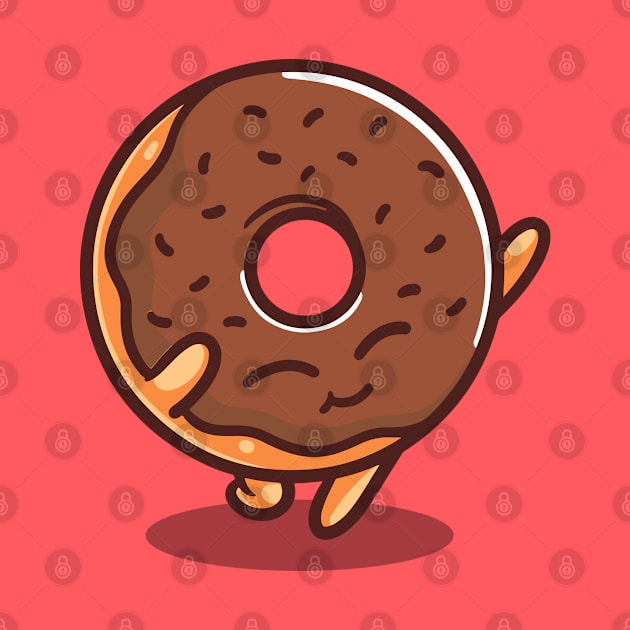 Happy Kawaii Donut Dancing Cute Funny Kawaii Food Brown by AstroWolfStudio