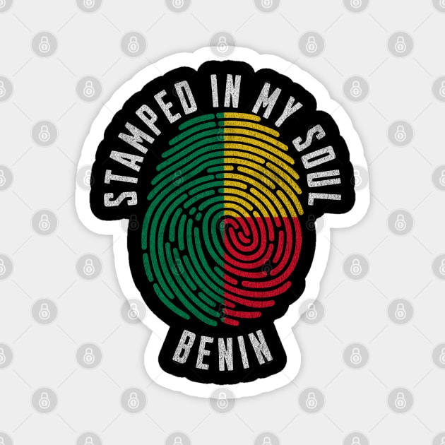 Stamped In My Soul Benin Flag Fingerprint Benin Roots Magnet by Yesteeyear