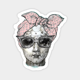 Phrenology head with scarf. Magnet