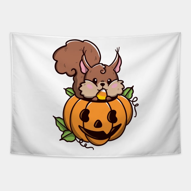 Squirrel halloween Tapestry by Jurassic Ink